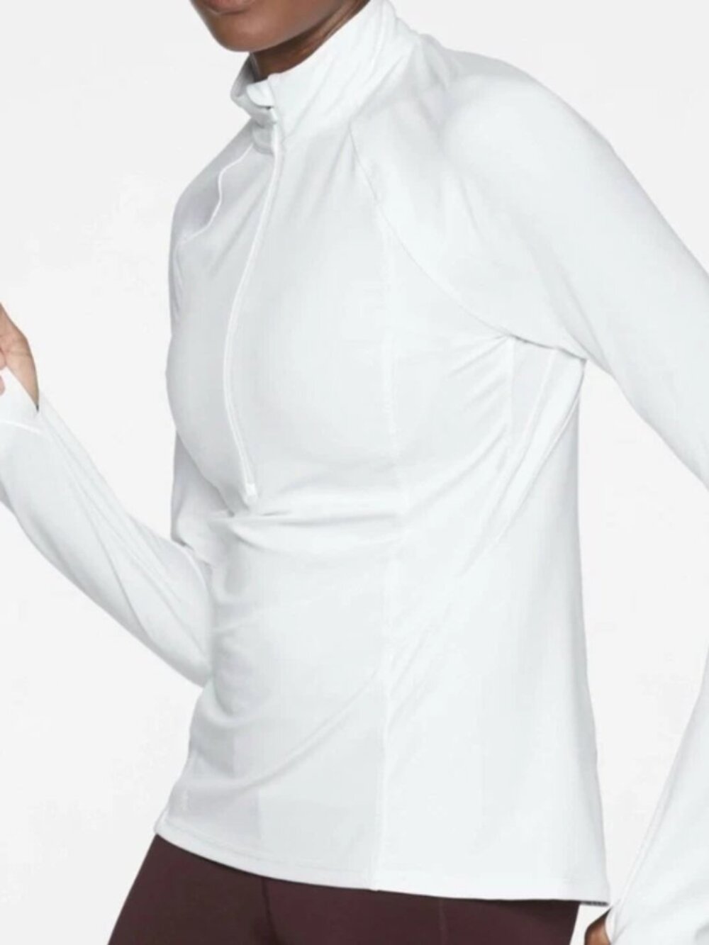 Women's Athleta White Half Zip Jacket Athletic Yoga Running Activewear Small EUC